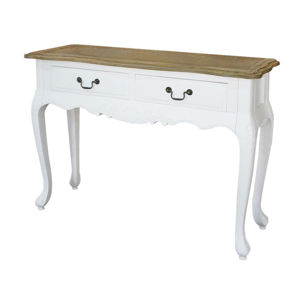 French Provincial Classic White 2 Drawer Console Hallway Table