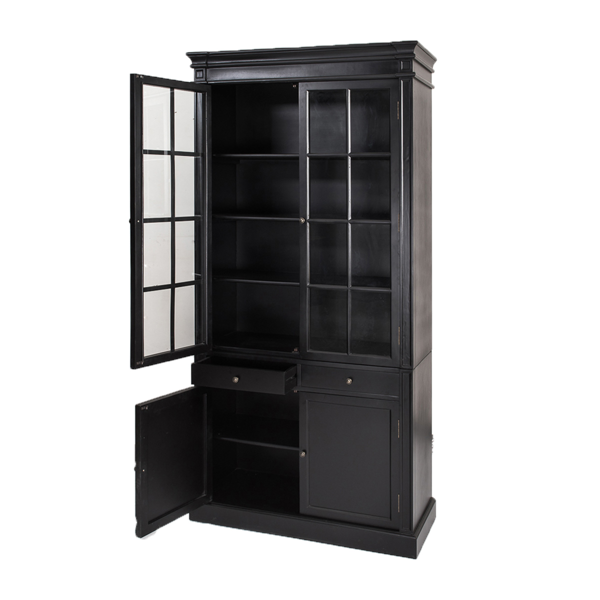 French Provincial Furniture Glass Door Bookcase Cabinet ...