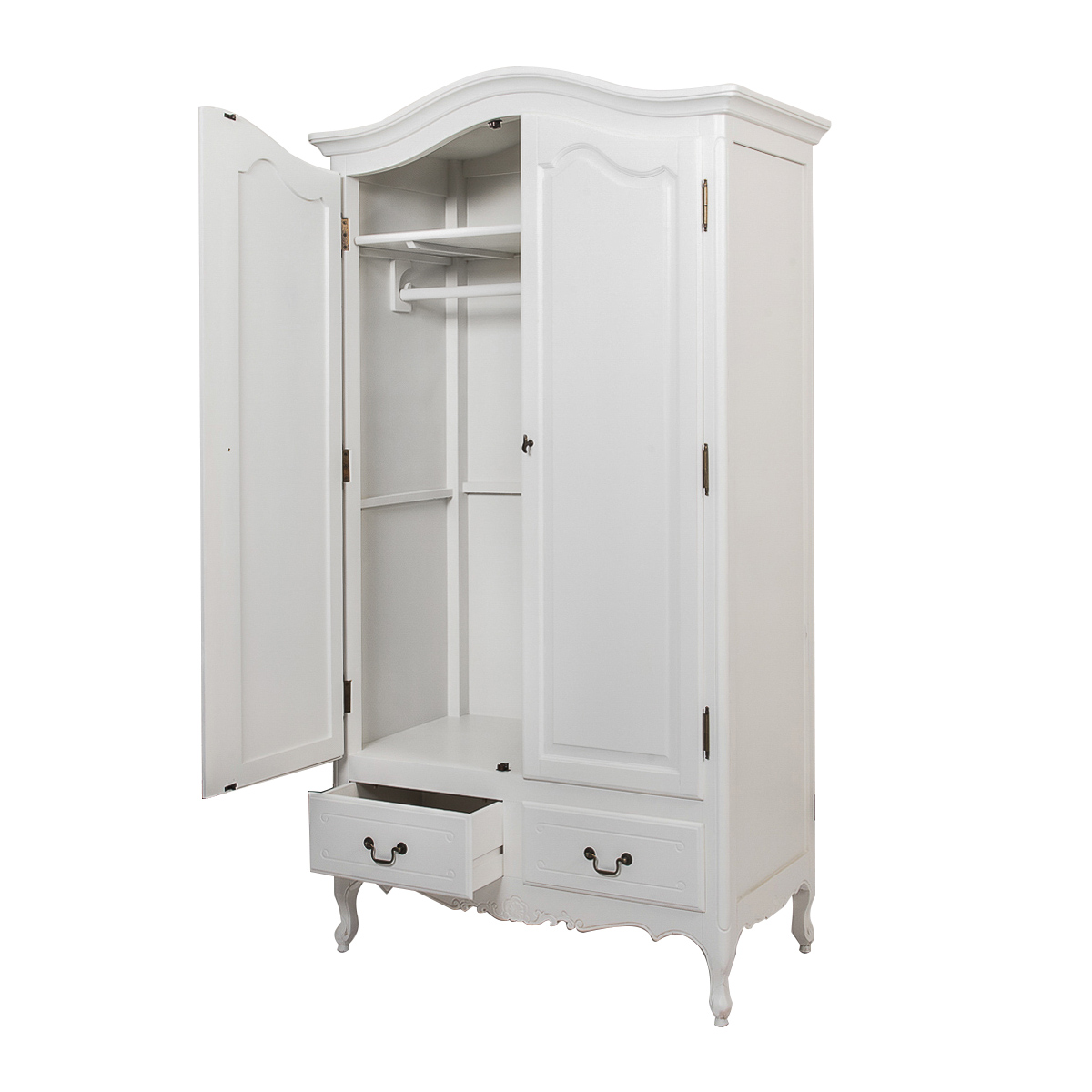 French Provincial Furniture White Wardrobe Clothe Storage Cabinet