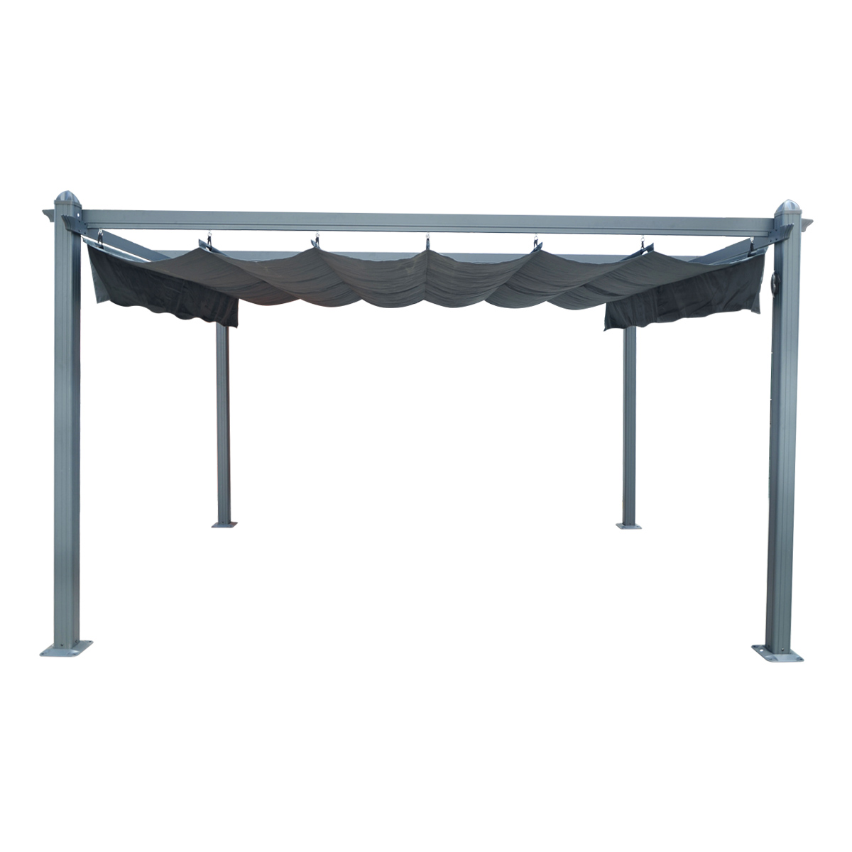 10x10ft Outdoor Aluminum Pergola Gazebo Retractable ...